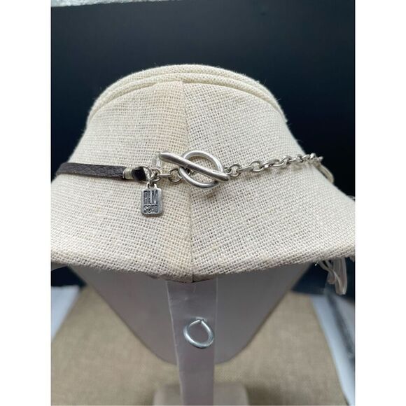 RLM Soho Stamped Silver and Black Leather Necklace Vintage Robert Lee Morris - Picture 2 of 7